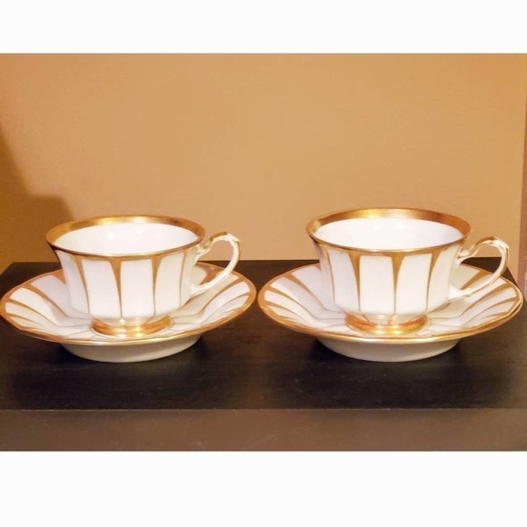 𝅺furstenberg‎ Vintage Set 2 coffee/demitasse cups and saucers Grecque "Athena" - Picture 1 of 9